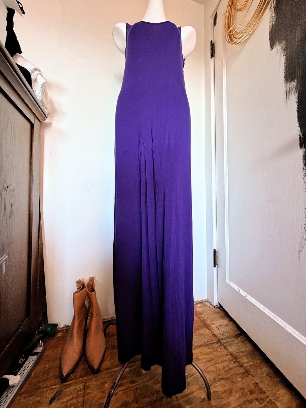 Blaque Label Purple Open Back Draped Maxi Dress Size M Sleeveless